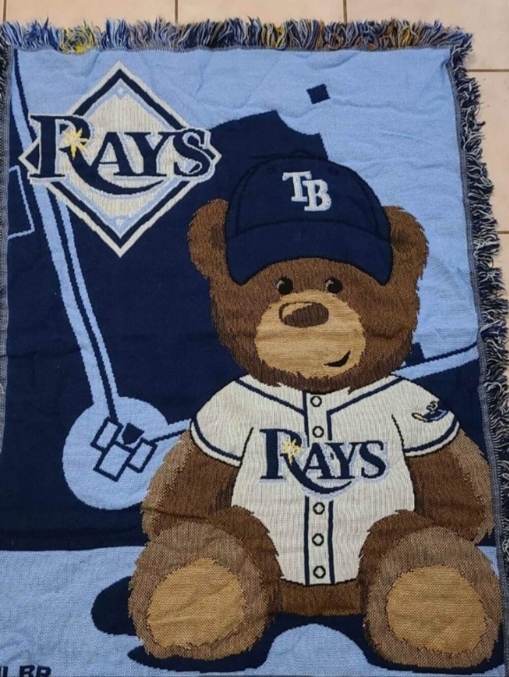 Blanket Tampa Bay Rays Teddy Bear Throw Blanket Navy Light Blue